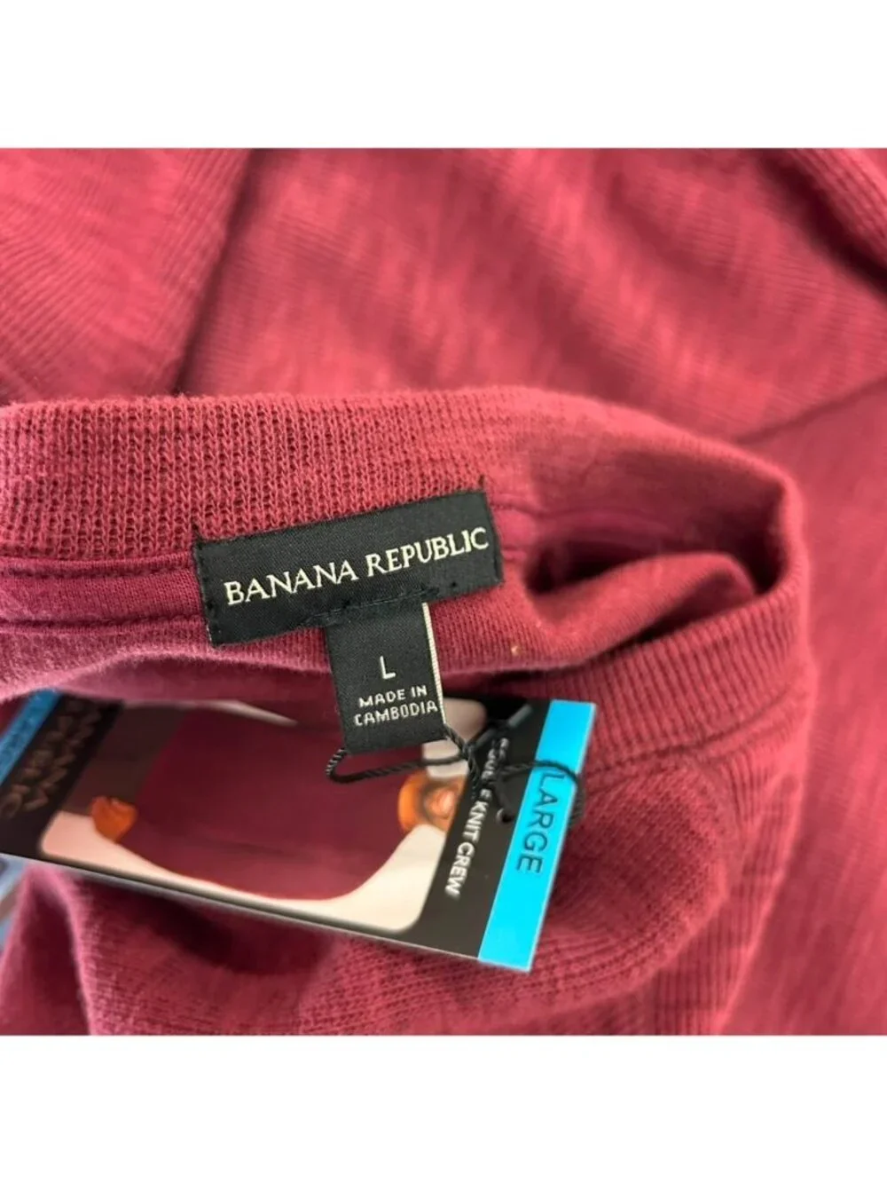 Banana Republic Shirt Men's Large Burgundy Double Knit Crewneck Long Sleeve NWT